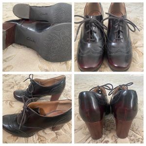 Women’s lace up stacked heel cordovan size 10 shoes
